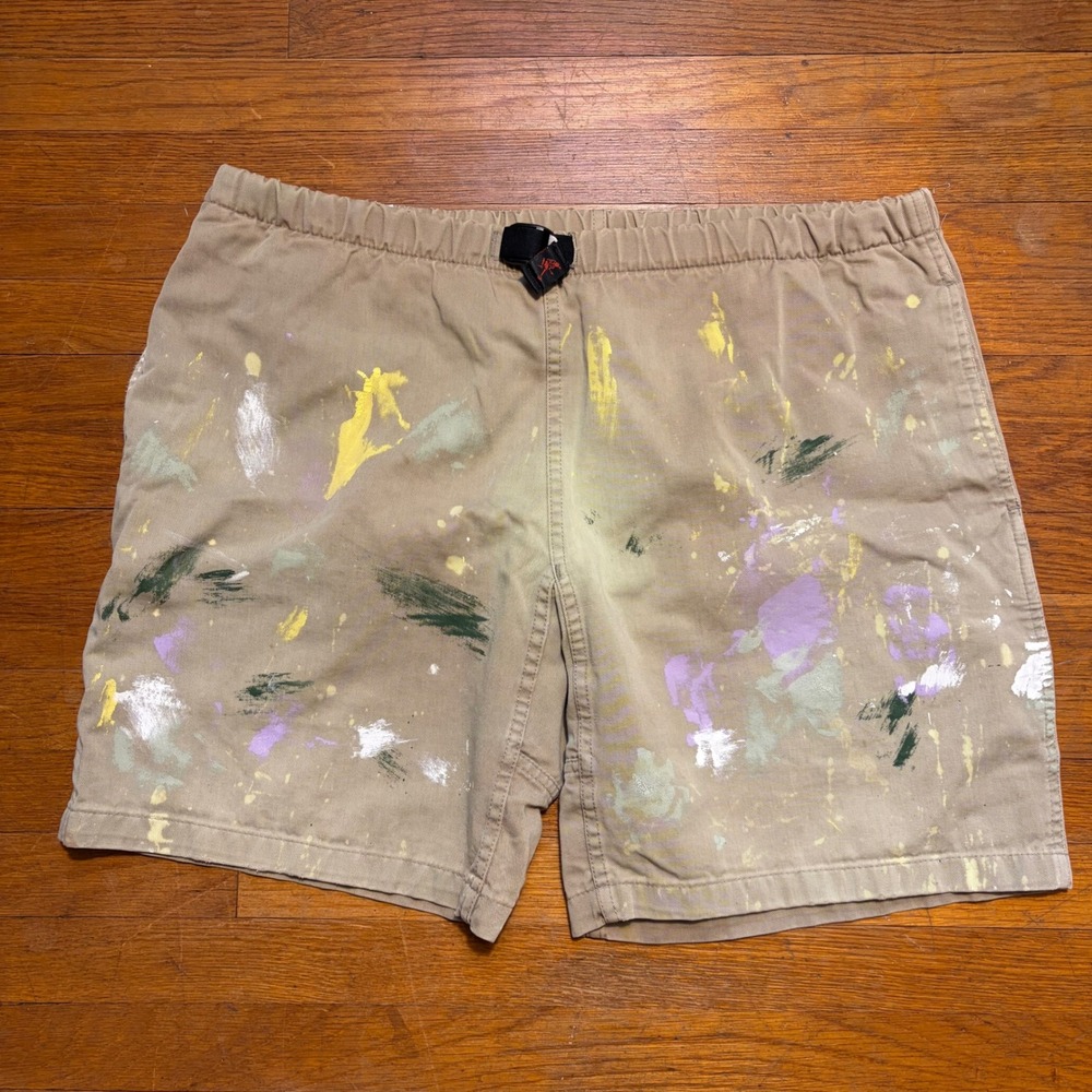 Gramicci Vintage Paint Splatter Khaki Shorts Mens Medium Made in USA